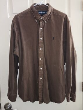 Ralph Lauren Men's Brown Long-Sleeve Button-Down Shirt